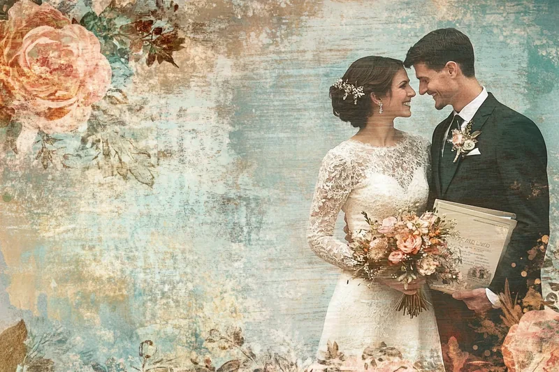 American couple holding wedding budget folder — security finance